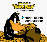 Daffy Duck Fowl Play title screen for GameBoy Color